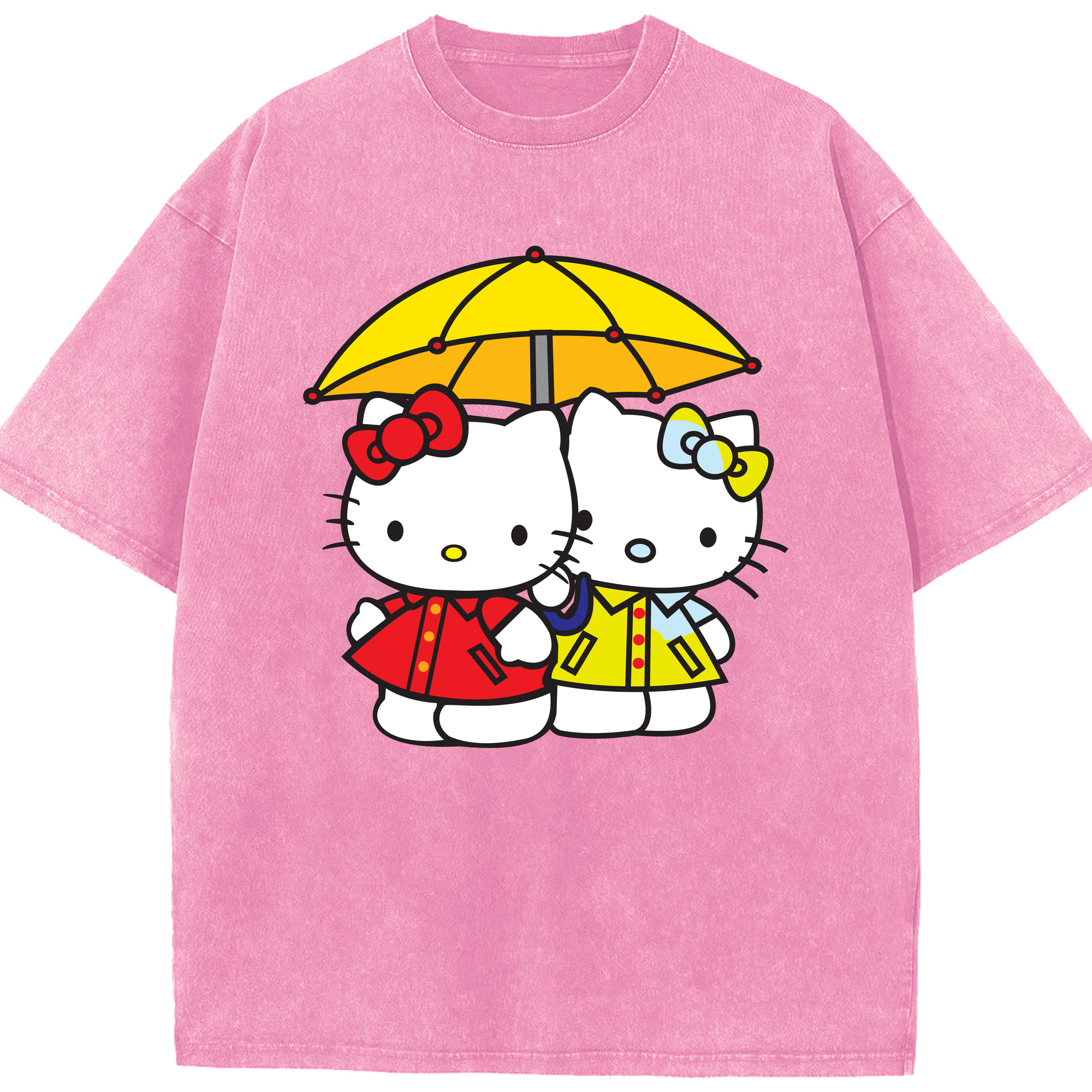 （画像用） Hello Kitty ハローキティ 綿100% ヴィンテージ風 半袖Tシャツ（フロントプリント）